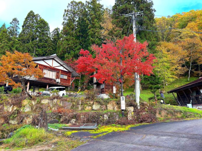 白いワゴンが止まっているコテージが今夜の城!
